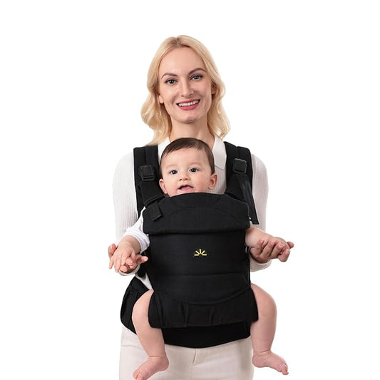 Baby Carrier for Newborns to Toddlers, Adjustable, Ultra-Soft and Weightless, Ergonomic Baby Carrier with Head Support, Baby Travel Gear, Baby Essentials (Black)