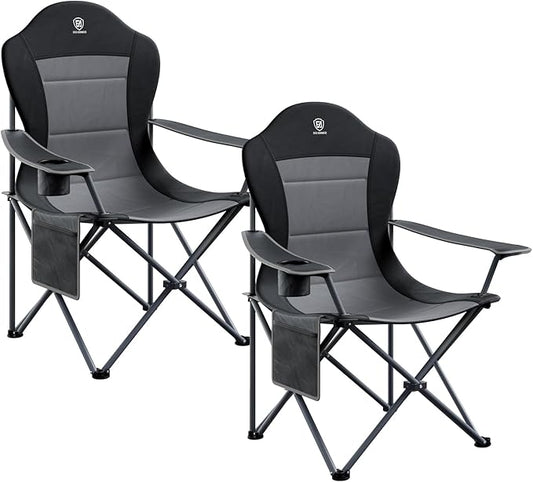 EVER ADVANCED Camping Chairs, Lawn Chairs Outdoor Sports Chairs, Folding Chair Camping Chairs for Adults, Supports 400lbs