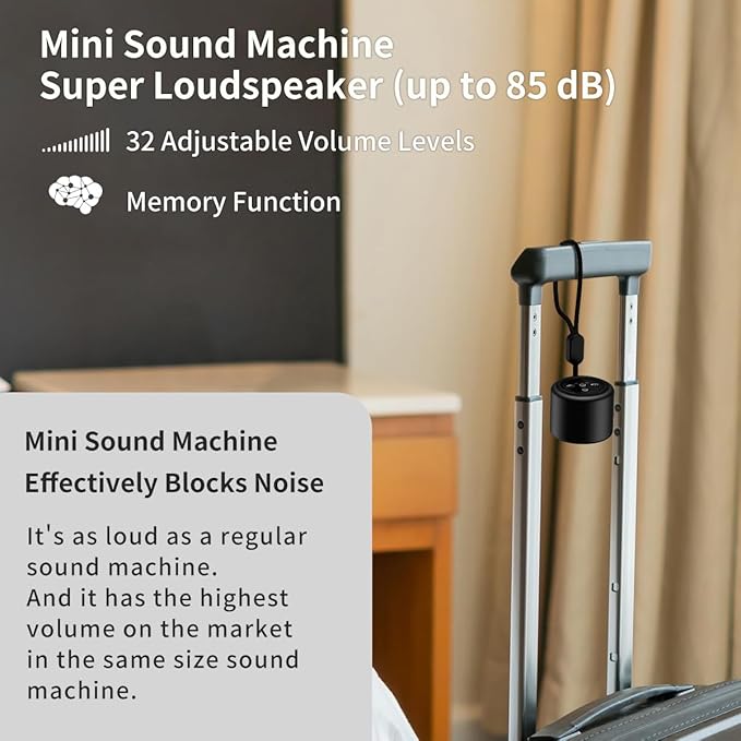 Mini Portable Sound Machine White Noise Machine with 30 Soothing Sounds Travel Sleep Brown Noise Machine for Adults Kids Baby Rechargeable Loud Speaker Noise Canceling Machine for Office Privacy Home