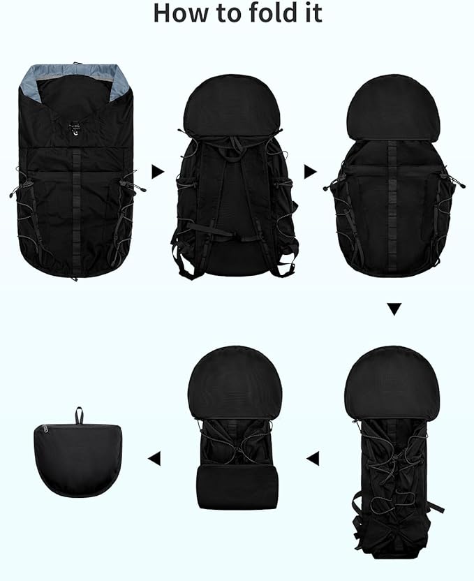 Blue Quartz Hiking Backpack 30L Lightweight Packable Backpack for Travel, Water Resistant Foldable Daypack for Women Men, Black