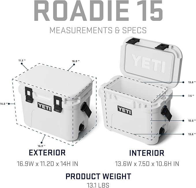 YETI Roadie 15 Hard Cooler with DoubleDuty Shoulder Strap