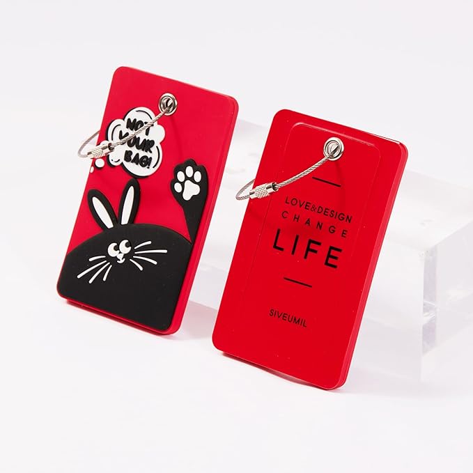 2PCS 2303 Bright Silicone Luggage tag (Red)
