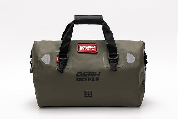 Waterproof Duffel& Luggage Bag - Motorcycle Dry Bag Tail Saddle Bags with Roll Top Closure,Large Storage Space,for Camping, Kayaking, Fishing & Traveling(Green, 25L)