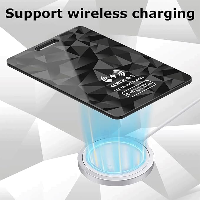 Wallet Tracker Card, Rechargeable Thin Finder, Works with Apple Find My (iOS Only), Item Locator for Luggage Tags, Passports, Phone, IP68 Waterproof