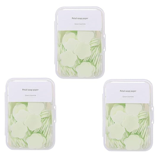 300pcs Portable Hand Washing Soap Sheets, Scented Mini Soap Sheets, Disposable Soluble Soap for Outdoor Travel, Camping, Hiking (Green)
