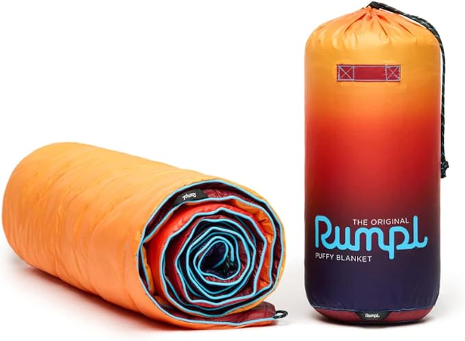 Rumpl Original Puffy Blanket - Warm, Water-Resistant Camping Blanket with 100% Recycled Synthetic Insulation, 52"x75", Original Puffy V1, Pyro Fade