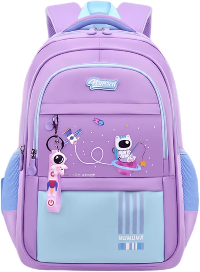 Astronaut-space Kids Backpack for Girls Elementary Middle School Backpack Book Bags for Girls Lightweight Back Pack Purple