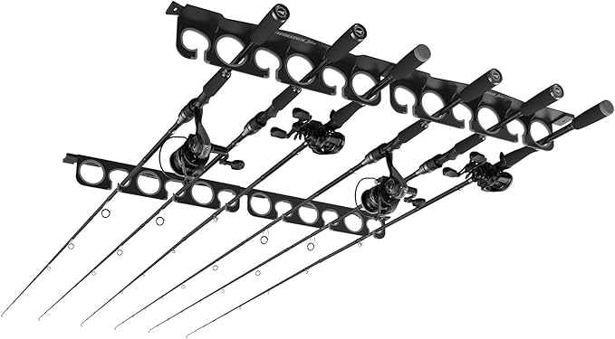 KastKing SafeGuard Fishing Rod Holder for Garage, Wall or Ceiling Mounted Fishing Rod Rack Storage Organizer, Fishing Pole Holder Holds 12 Rods or Combos in Less Than 36 Inches