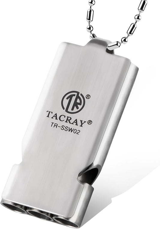 TACRAY Emergency Whistles Lifeguard Safety Whistle with Neck Chain and Keychain for Outdoor Camping Hiking