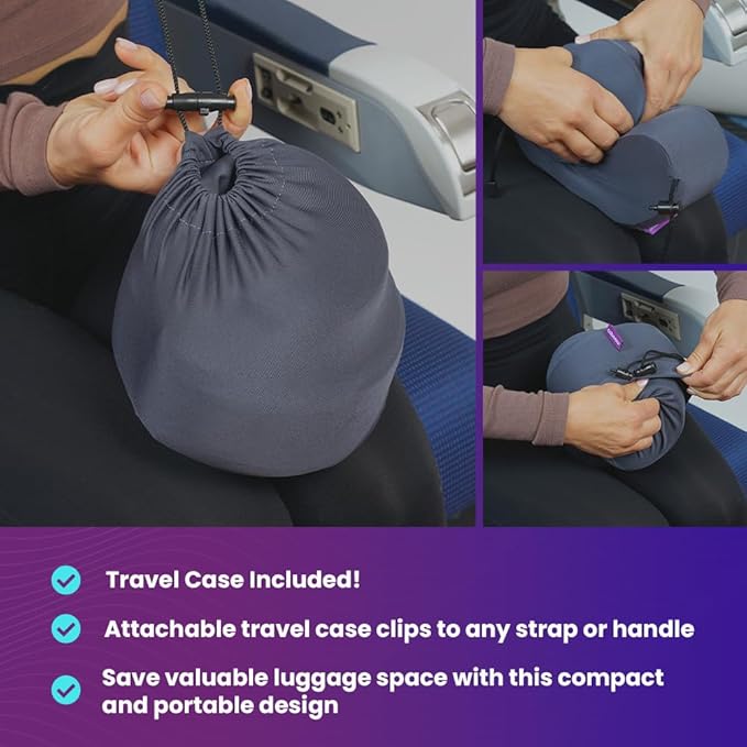 Cabeau Air Travel Pillow for Long Flights – Evolution Plus – U Shaped Memory Foam Neck Support – Removable, Washable Cover – Comfort On-The-Go for Airplane, Train, and Car (Slate Grey)
