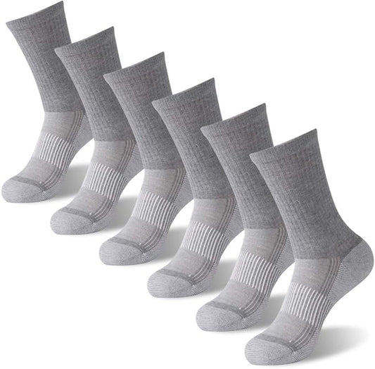 FOOTPLUS Hiking Copper Compression Socks,Unisex Cushioned Sole Arch Support Athletic Crew Running Socks