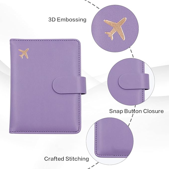 Melsbrinna Rfid Passport Holder for Travel women/Men, Cute Passport Wallet Rfid Blocking Card Slots, Rfid Passport Cover/CaseTravel Wallet, Passport Book Holder (1, Purple)