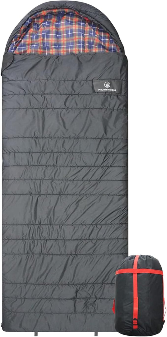 Polycotton Sleeping Bag for Adult&Kids,Cold&Warm Weather Large with Compression Sack and Water Resistant for Family Camping,Travel and Car Camping