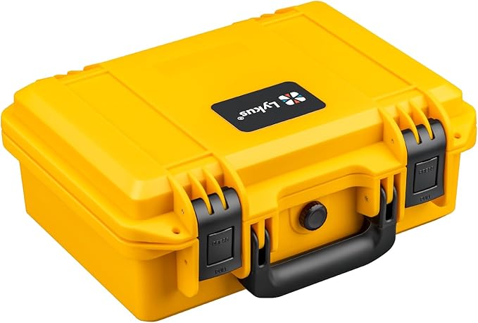 Lykus HC-3010 Waterproof Hard Case with Customizable Foam Insert, Interior Size 11.81x7.87x4.72 in, Suitable for Pistol, Camera, Lens, Drone, Mic, Flashlight, Electronics, Tools, and More