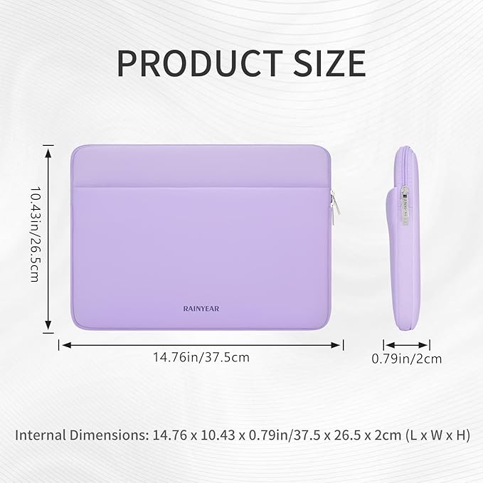 RAINYEAR Laptop Sleeve Case 15 16 Inch, Protective Portable Case with Front Pocket, Briefcase Handbag Computer Cover Laptop Bag Compatible for MacBook Pro/Max M4 M3 M2 M1, Purple