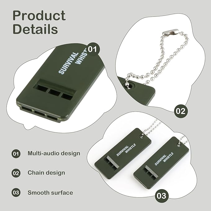 120 dB Emergency Whistles for Teachers, Flat Self Defense Safety Whistle Keychain for Women Outdoor Hiking Dog Signal
