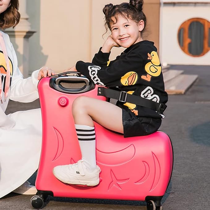 N-A Kids Ride On Suitcase with Wheels, Scooter Luggage for Toddlers Travel, Durable Children's Suitcase for Boys & Girls Ages 2-14 Years