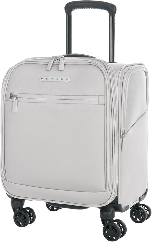 Verage Under Seat Luggage with Wheels, Softside Small Suitcase Spinner Carry On Luggage Bags for Airlines Airplanes Short Trip Men Women (Cloud Gray, 14.5-Inch Plus Underseat)