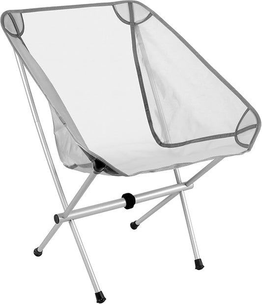 Ultra-Light Folding Camping Chair, All-Aluminum Frame, Surper Breathable Fabric, Easy to Carry, Compact Storage Size (1, Grey)