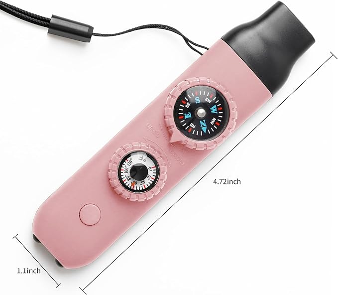 Multifunctional Survival Emergency Whistle for Kids with Compass Hiking Survival, Thermometer & Neck Lanyard | Emergency Safety Gear for Hiking, Camping, Kayaking, Boating, Climbing