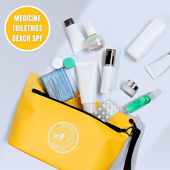 3-Pack Tactiko Heavy-Duty Splash Water Resistant Zipper Pouches - 3 L Hold-All Organizers for Dry Bags, Travel Bags (3, Yellow/Red/Gray)
