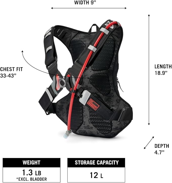 USWE Outlander Hydration Pack with Water Bladder, Hydration Backpack - Backpack for Cycling, MTB, Trail Running & More