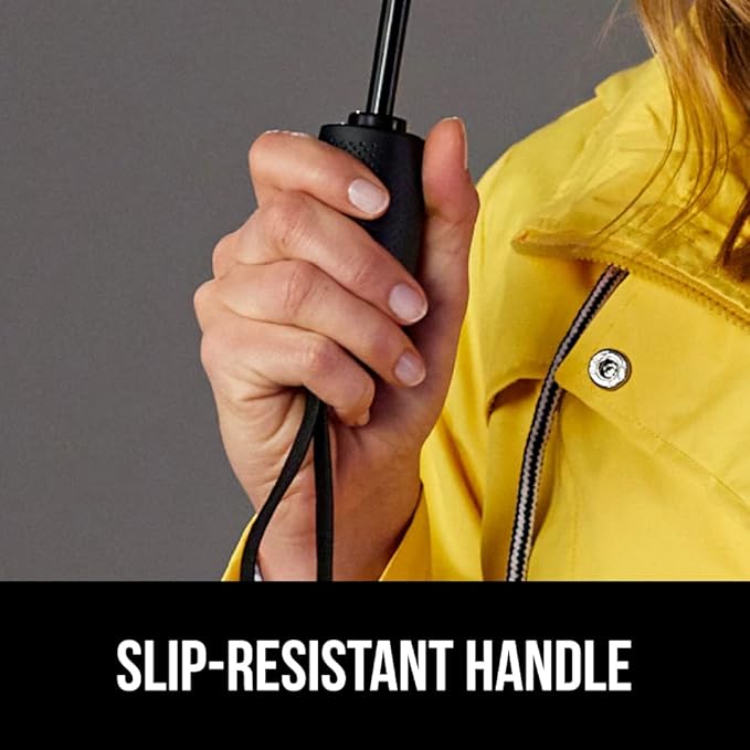 GORILLA GRIP Strong Stick Umbrella for Rain, Compact Travel One-Click Automatic Open Close, Lightweight, Portable, US Designed Reinforced Fiberglass Ribs, Wind Resistant, Easy Collapse, Purple