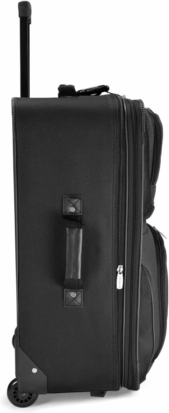 Travel Select Amsterdam 25-Inch Softside Expandable Rolling Upright Luggage, Lightweight 2-Wheel Suitcase with Push-Button Handle, Gray