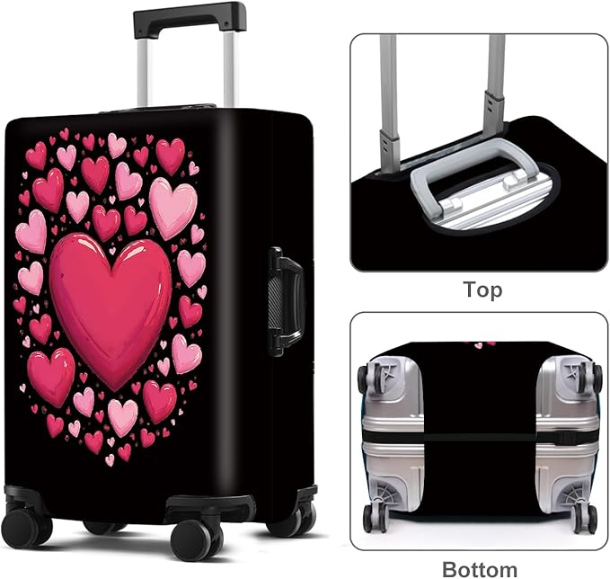 Luggage Cover Washable Suitcase Protector Anti-Scratch,Stretchable Fit for 20-34Inch Luggage Durable Travel Bag Cover with Zipper Closure (Heart, M(fits 24-26Inch suitcase))