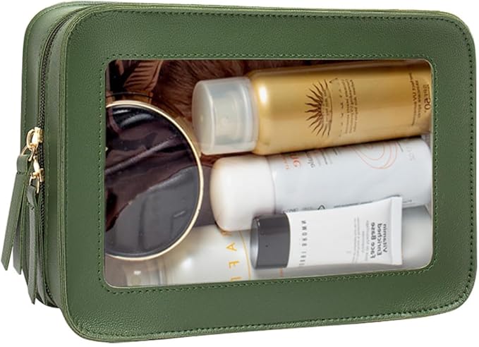 Clear Makeup Bag Small, TSA Approved Portable Toiletry Bag with Zipper Cosmetic Travel Bag Makeup Organizer Case Mini Makeup Pouch for Purse Car Organizer Bag for Women Men