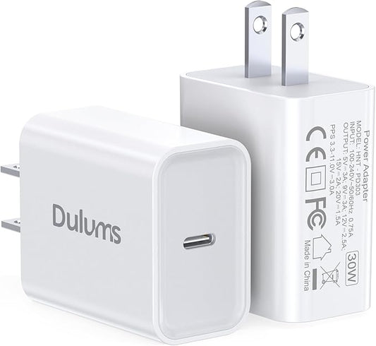 30W USB C Charger, 2 Pack Wall Fast Charger Block Power Adapter Charging Cube Compatible with iPhone 16/Pro/Pro Max/Plus17/16/15/14/13/12, iPad Air, AirPods 4/3/2/Pro, Apple Watch 10/Ultra 2, Galaxy