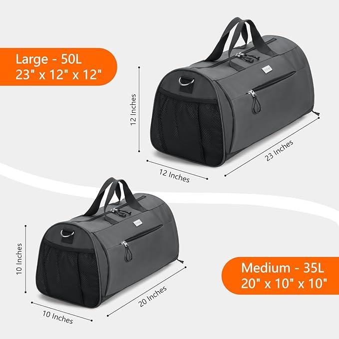 TOPDesign Gym Bag for Women & Men, Unisex Duffel Bag with Shoe Compartment & Wet Pocket for Travel Sports Gym (L Grey)