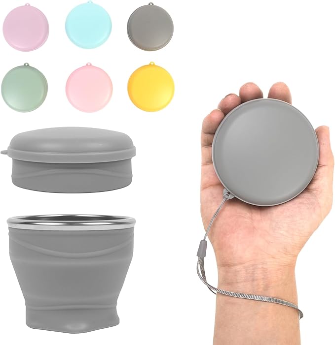 Collapsible Water Cup 6oz/180ml - Collapsible Cup - Silicone Collapsible TravelCup - Silicone Folding Camping Cup with Lids - Foldable Drinking Cup - for Travel, Camping, Hiking, Outdoor Sports