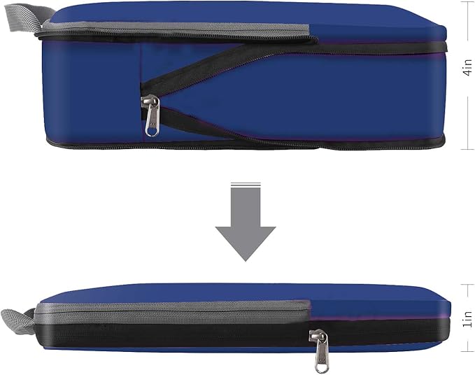 BAGAIL 4 Set/6 Set/8 Set Compression Packing Cubes Travel Accessories Expandable Packing Organizers (Cloth Pattern, 4-Navy)