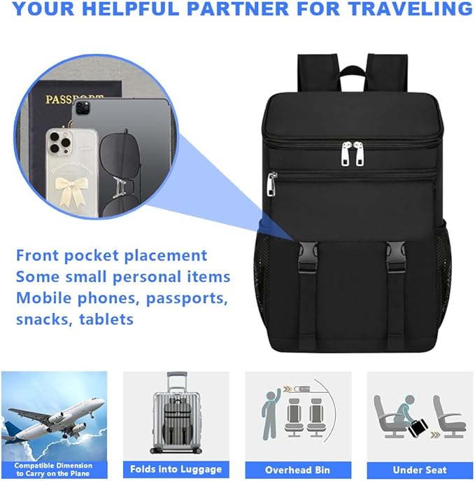 Cooler Backpack, 30 Cans Backpack Coolers Insulated Leak Proof for Men Women, Ice Chest Beach Cooler Bag, Portable Lunch Backpack for Camping Hiking Picnic Travel