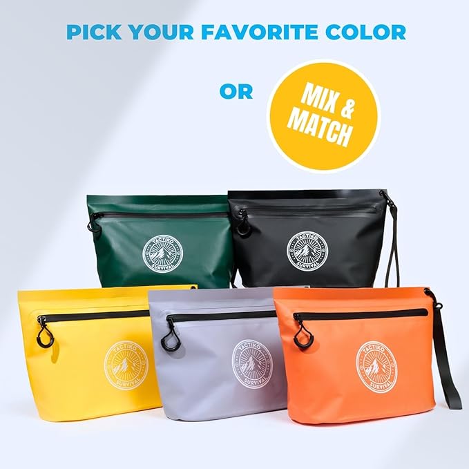 Tactiko Heavy-Duty Splash Water Resistant Zipper Pouches - 3L Hold-All Organizers for Dry Bags, Travel Bags (Yellow)