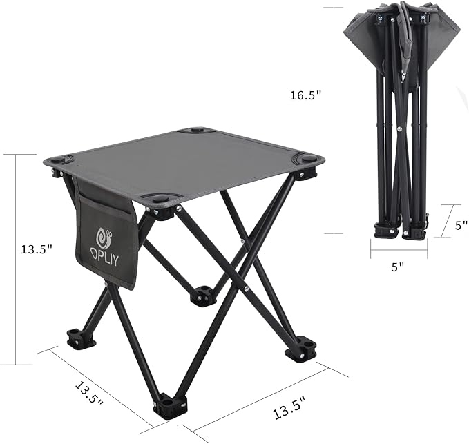 Opliy Camping Stool, Folding Small Chair Portable Camp Stool for Camping Fishing Hiking Gardening and Beach, Camping Seat with Carry Bag (Gray)