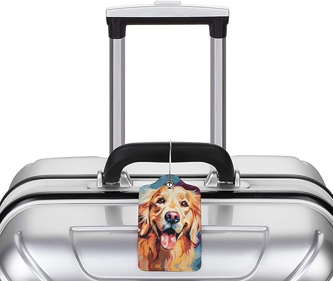 Dog Leather Luggage Tag with Stainless Steel Ring, Fun Name Id Card Cover Travel Bag Tag Set, Suitable for Travel Bag Luggage Women Men 4 PCS