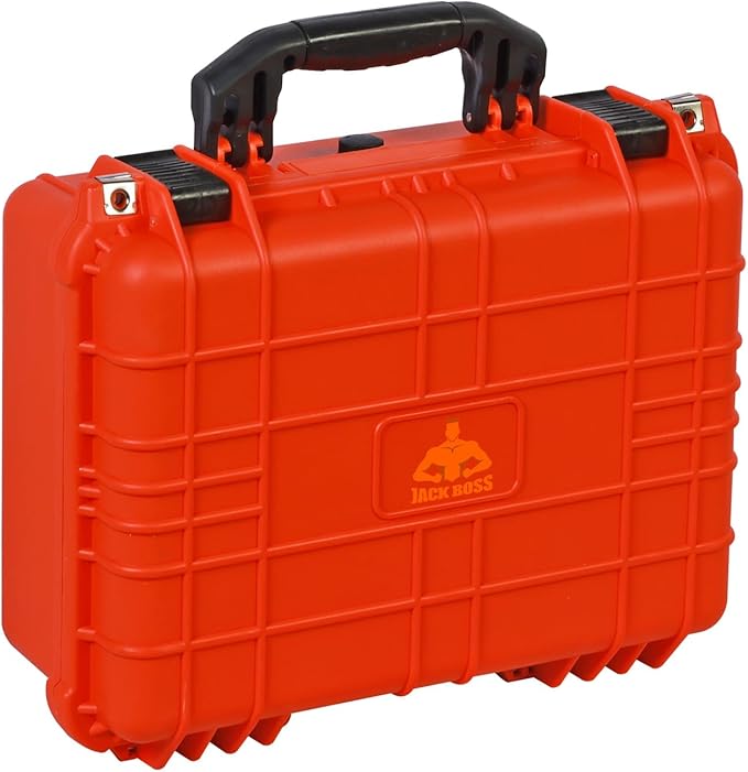 16x 12.8x 6.8 Inch Hard Case, Portable Weather Waterproof Protective Camera Case with Customizable Foam, Fit Use of Drones, Camera, Equipments, Orange