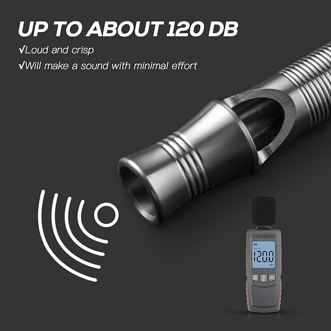 TISUR Titanium Emergency Whistle,EDC Safety Whistles Necklace Loud up to 120db,Survival Whistles for Survival,Hiking,Camping,Pets Training
