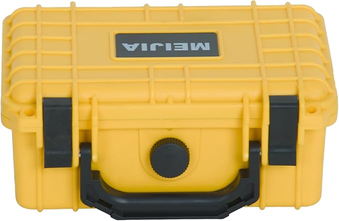 MEIJIA IP67 waterproof hard compact case,Customizable Fit Foam,8.12”x6.56”x 3.56”,Fit Use of Drones, Cameras,Equipments,lens (Yellow)