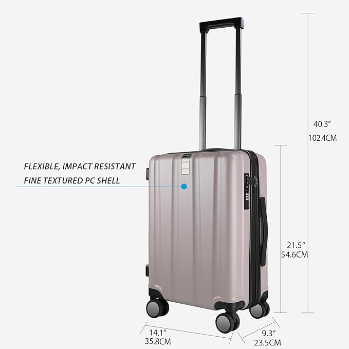 KROSER Hardside Expandable Carry On Luggage with Spinner Wheels & Built-in TSA Lock, Durable Suitcase Rolling Luggage with USB Port, Carry-On 20-Inch, Matte Purple/Pink