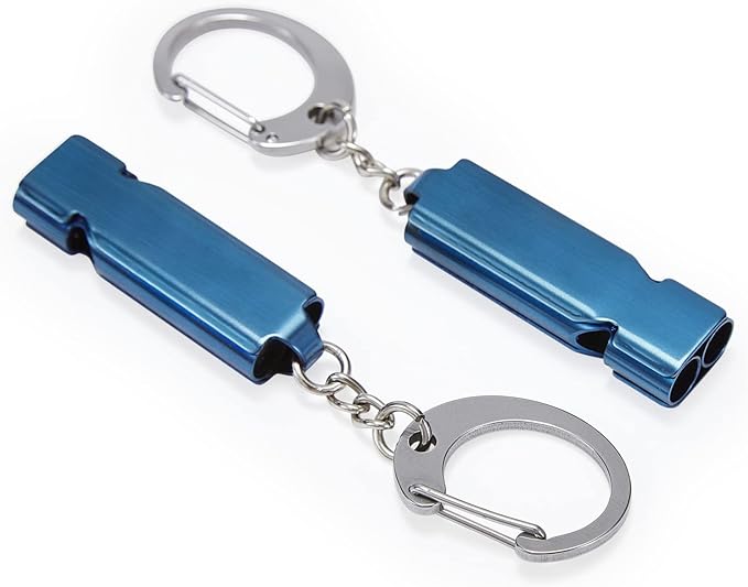 Whistle for Coaches Teachers, Emergency Survival Stainless Steel Whistles 2 Pack with Keychain for Referee Train Hiking Sports Boating Kayak Life Vest Jacket Lifeguard Outdoor Security