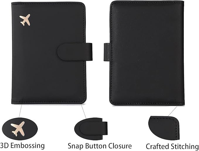 Melsbrinna Premium Leather Passport Holder Covers Case, Waterproof Rfid Blocking Travel Wallet Passport Holder with Pen Holder, Cute Passport Book for Women/Men