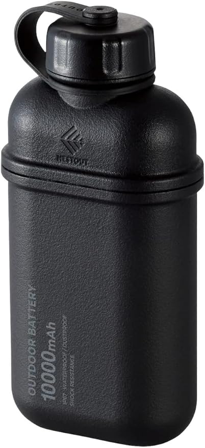 ELECOM NESTOUT Rugged Power Bank, 10000mAh Outdoor Battery Charger, 20W USB-C Fast Charging PD, Waterproof IP67, Durable Shockproof, Battery Pack for iPhone Hiking Travel Camping (Black, 10000mAh)
