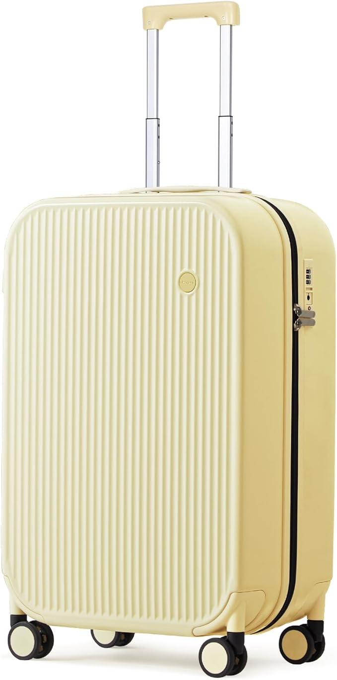 mixi 20 Inch Carry On Luggage PC Hardside Suitcases with Wheels & TSA for Travel Woman Men, Lark Yellow