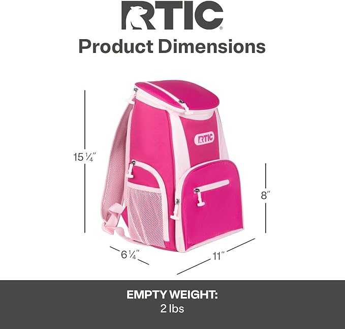 RTIC 15 Can Lightweight Backpack Cooler Soft Insulated Portable Bag for Lunch, Beach, Drink, Beverage, Travel, Camping, Picnic, Car, Hiking,