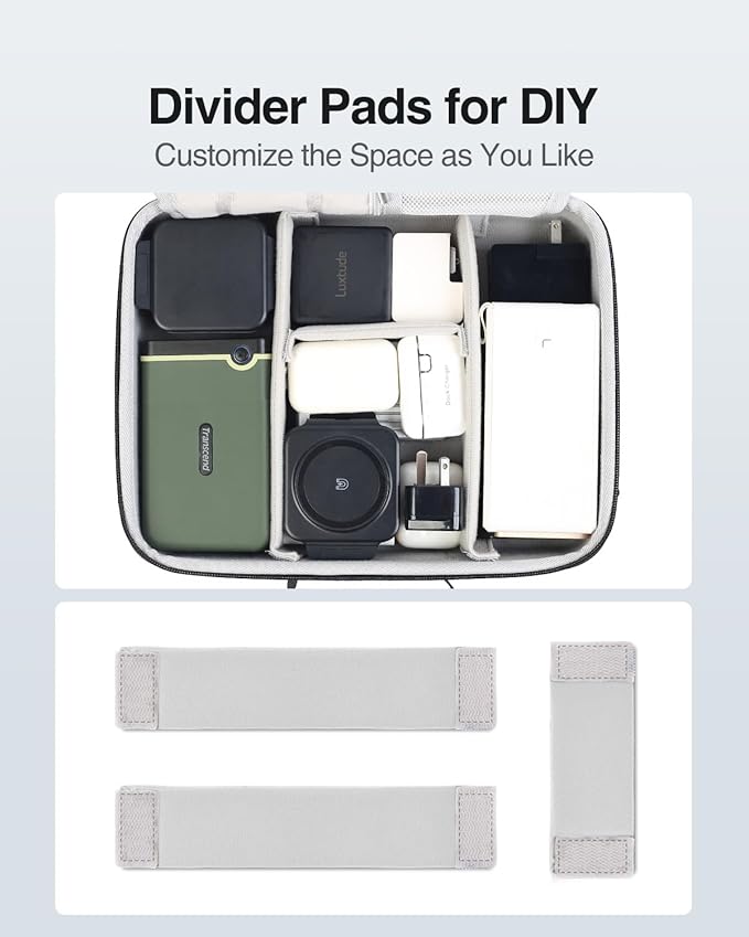 Luxtude Electronic Organizer Travel Case Large, Hard Case for Electronics, EVA Tech Organizers, Travel Cable Bag with Shoulder Strap, Charger Organizers Carrying Cases for iPad(Up to 11’’)