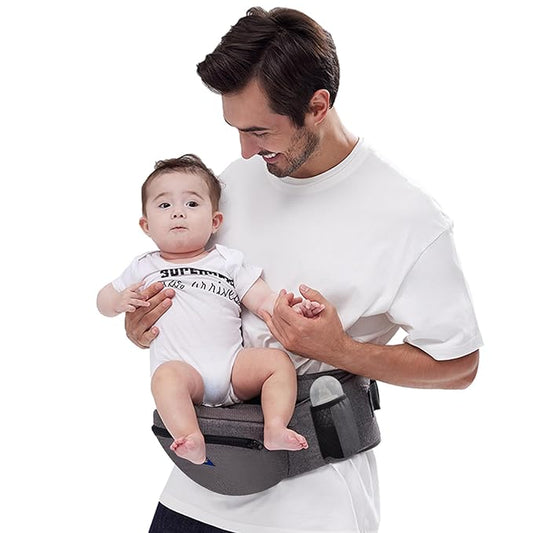 Baby Hip Carrier,Ergonomic,Baby Carrier with Hip Seat,Adjustable Waistband with Multiple Pockets,Infant Carrier for Newborns & Toddlers(Gray)