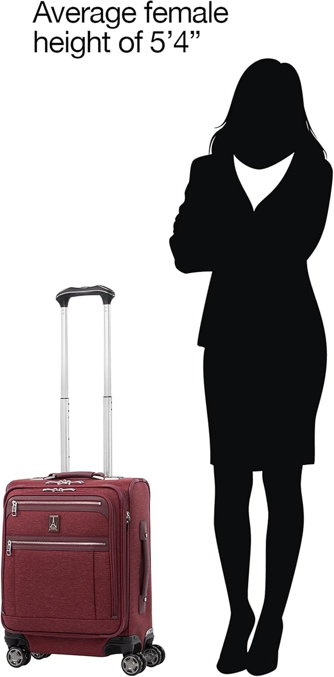 Travelpro Platinum Elite Softside Expandable Carry on Luggage, 8 Wheel Spinner Suitcase, USB Port, Men and Women, International, Bordeaux Red, Carry On 19-Inch